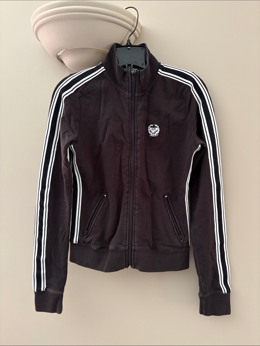 Roxy Black Track Jacket with White Stripe Details